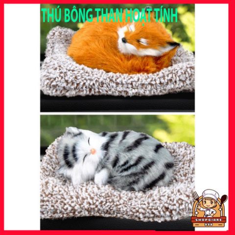 Thú bông trang trí ô tô chó mèo gấu 99% giống thật - Lõi than hoạt tính khử mùi, tạo không khí trong lành cho xe hơi