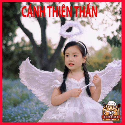 Đôi Cánh Thiên Thần Lông Vũ Trắng - Bộ Phụ Kiện Hóa Trang Công Chúa, Halloween, Trung Thu - Đồ Chơi Thời Trang Trẻ Em