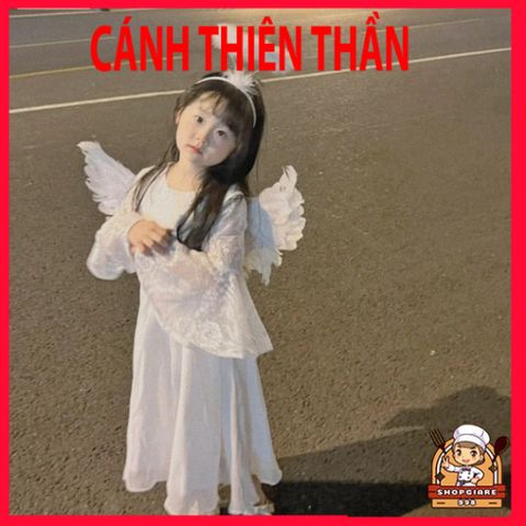 Đôi Cánh Thiên Thần Lông Vũ Trắng - Bộ Phụ Kiện Hóa Trang Công Chúa, Halloween, Trung Thu - Đồ Chơi Thời Trang Trẻ Em