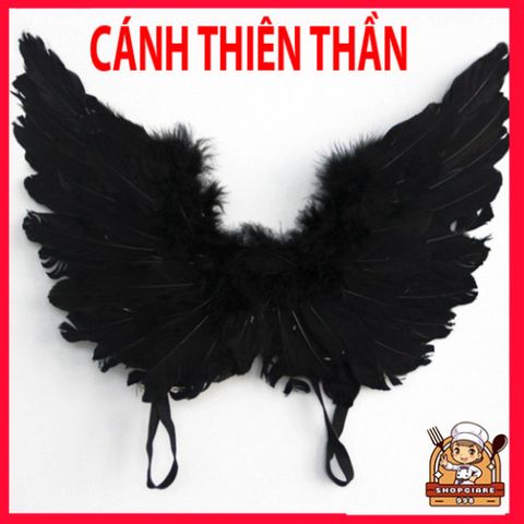 Cánh Thiên Thần Cosplay Lông Vũ Đen Trắng Cho Người Lớn và Trẻ Em - Phụ Kiện Hóa Trang Tưng Bừng Dịp Lễ Hội
