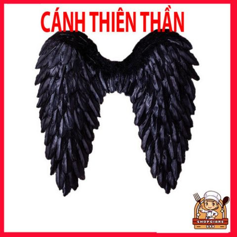 Cánh Thiên Thần Cosplay Lông Vũ Đen Trắng Cho Người Lớn và Trẻ Em - Phụ Kiện Hóa Trang Tưng Bừng Dịp Lễ Hội