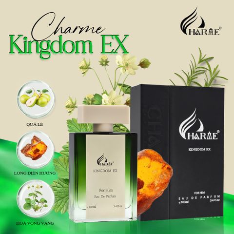 Nước Hoa Unisex Charme Kingdom EX 100ml - Hương Gỗ Phương Đông Tinh Tế, Lưu Hương Lâu, Phong Cách Thanh Lịch và Độc Đáo