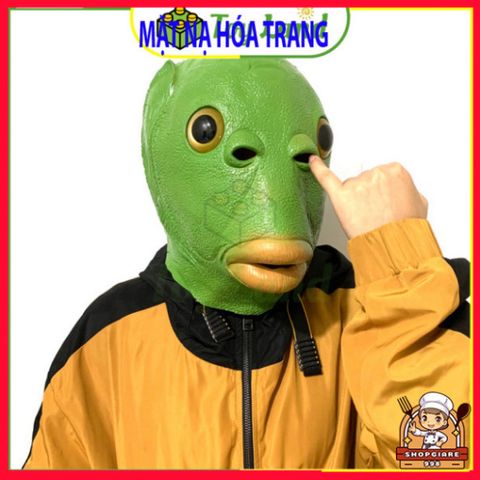 Mặt Nạ Ếch Xanh Silicone Cao Cấp - Mặt Nạ Hóa Trang Đầu Cá Dày Đẹp Cho Tiệc Tùng Halloween và Cosplay