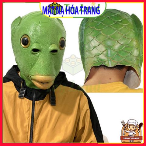 Mặt Nạ Ếch Xanh Silicone Cao Cấp - Mặt Nạ Hóa Trang Đầu Cá Dày Đẹp Cho Tiệc Tùng Halloween và Cosplay