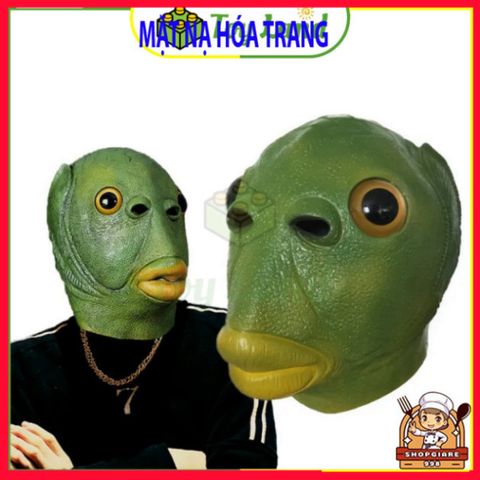 Mặt Nạ Ếch Xanh Silicone Cao Cấp - Mặt Nạ Hóa Trang Đầu Cá Dày Đẹp Cho Tiệc Tùng Halloween và Cosplay