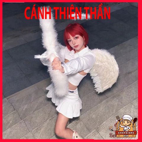 Bộ Cánh Thiên Thần Trắng Cho Bé - Cánh Lông Vũ Cosplay Dự Tiệc Hóa Trang, Nguyên Liệu An Toàn, Kèm Dây Đeo Thoải Mái