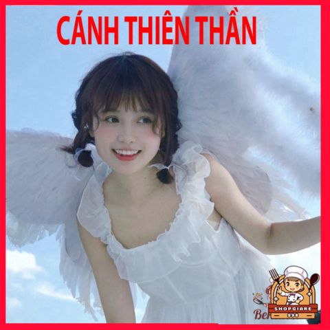Bộ Cánh Thiên Thần Trắng Cho Bé - Cánh Lông Vũ Cosplay Dự Tiệc Hóa Trang, Nguyên Liệu An Toàn, Kèm Dây Đeo Thoải Mái