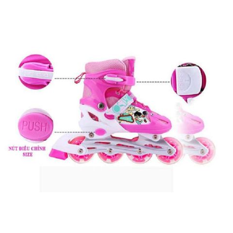 Giày Patin Thể Thao Bánh Đèn Flash - Giày Trượt Cho Trẻ Em & Người Lớn Kèm Bảo Hộ Tay, Đầu Gối, Dễ Dàng Điều Chỉnh Kích Cỡ