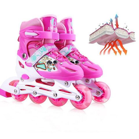 Giày Patin Thể Thao Bánh Đèn Flash - Giày Trượt Cho Trẻ Em & Người Lớn Kèm Bảo Hộ Tay, Đầu Gối, Dễ Dàng Điều Chỉnh Kích Cỡ