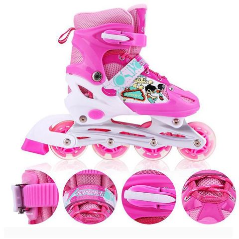 Giày Patin Thể Thao Bánh Đèn Flash - Giày Trượt Cho Trẻ Em & Người Lớn Kèm Bảo Hộ Tay, Đầu Gối, Dễ Dàng Điều Chỉnh Kích Cỡ