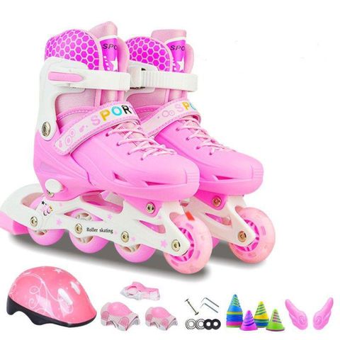 Giày Patin Trẻ Em Đường Phố - Giày Patin Sport Có Đèn Flashing, Bộ Bảo Hộ & Ba Lô - Cho Nhóc Từ 6 Đến 11 Tuổi