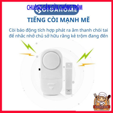 Chuông Báo Động Chống Trộm GIGAHOME Không Dây - Cảm Ứng Từ Kêu To 90dB, An Toàn Bảo Vệ Cửa Sổ, Cửa Chính, Dễ Lắp Đặt