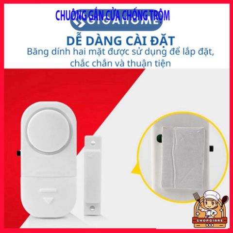Chuông Báo Động Chống Trộm GIGAHOME Không Dây - Cảm Ứng Từ Kêu To 90dB, An Toàn Bảo Vệ Cửa Sổ, Cửa Chính, Dễ Lắp Đặt