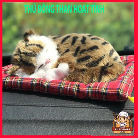 Mèo Xám Thú Bông Có Lõi Than Hoạt Tính Khử Mùi - Trang Trí Taplo Xe Ô Tô, Mềm Mại, Dễ Thương
