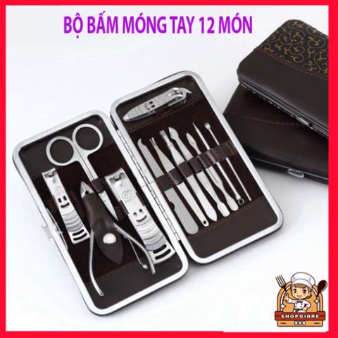 Bộ bấm móng tay 12 món cao cấp kèm hộp - Dụng cụ làm đẹp an toàn và tiện lợi cho gia đình, quà tặng hoàn hảo