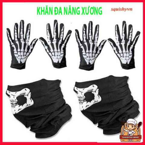 Khẩu Trang Xương Ma Đầu Lâu Đa Năng - Khăn Che Nắng, Chống Bụi Vải Lanh Thoáng Mát 50cm, Phượt và Dã Ngoại