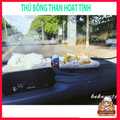 Gối ôm mèo trắng lông mềm - Thú bông than hoạt tính khử mùi, lọc khí xe ô tô cho không gian thoải mái và dễ chịu.