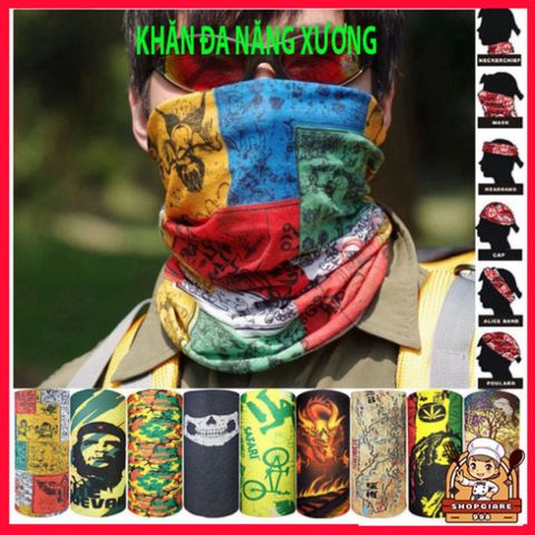 Khăn Phượt Đa Năng Chống Nắng Bịt Mặt - Khẩu Trang Trùm Đầu Họa Tiết Xương Đầu Lâu Nhiều Màu Sắc màu sắc, Bảo Vệ Da Khi Đi Phượt