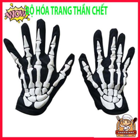 Bộ Trang Phục Halloween Thần Chết 3 Món Cho Trẻ Em - Áo Choàng, Găng Tay Xương và Mặt Nạ Đầu Lâu Scream Hóa Trang Ma Quái