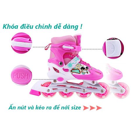 Giày Patin Thời Trang Có Đèn LED 8 Bánh - Tặng Bộ Bảo Hộ và Phụ Kiện Cho Bé Trên 3 Tuổi, Năng Động và An Toàn