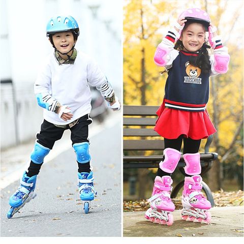 Giày Patin Thời Trang Có Đèn LED 8 Bánh - Tặng Bộ Bảo Hộ và Phụ Kiện Cho Bé Trên 3 Tuổi, Năng Động và An Toàn