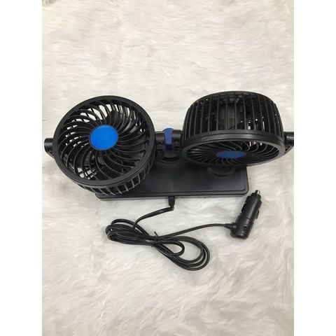 Quạt đôi trên ô tô 12V/24V - Quạt gió êm ái đường kính 10cm, có thể xoay 180º, nhiều gió, phụ kiện xe hơi tiện lợi