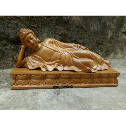 Tượng Phật Nằm Niết Bàn Gỗ Bách Xanh 40x20x12cm - Mỹ Nghệ Đặc Trưng, Quà Tặng Tâm Linh, Trang Trí Nhà Cửa