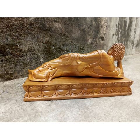 Tượng Phật Nằm Niết Bàn Gỗ Bách Xanh 40x20x12cm - Mỹ Nghệ Đặc Trưng, Quà Tặng Tâm Linh, Trang Trí Nhà Cửa