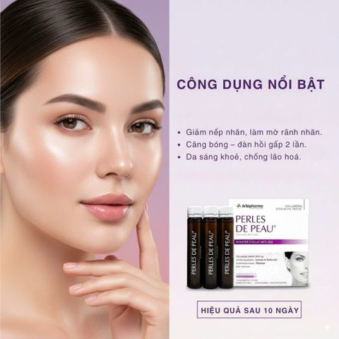 Nước Uống Đẹp Da Arkopharma Perles de Peau Radiance 5000mg - Collagen ngăn Lão Hóa, Giúp Da Căng Mịn, Hộp 20 Ống Uống Từ Pháp