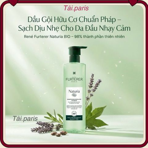 Dầu Gội Hữu Cơ René Furterer Naturia 400ml - Dụng cụ Chăm Sóc Tóc Nhẹ Nhàng, Hương Oải Hương, Dành Cho Tóc Nhạy Cảm