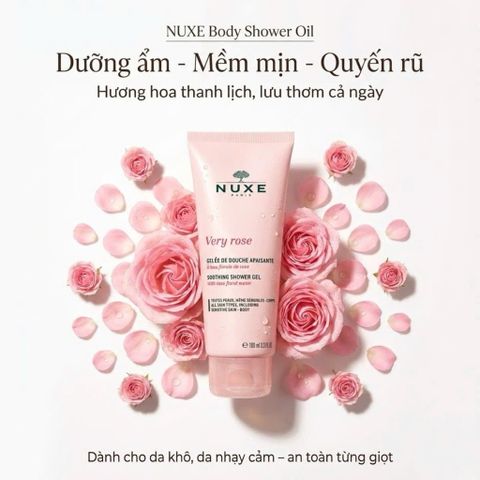 Gel Tắm Nuxe Very Rose Soothing 100ml - Sữa Tắm Thư Giãn Hương Hoa Hồng Tự Nhiên, Duy Trì Độ Ẩm Và Làm Dịu Da