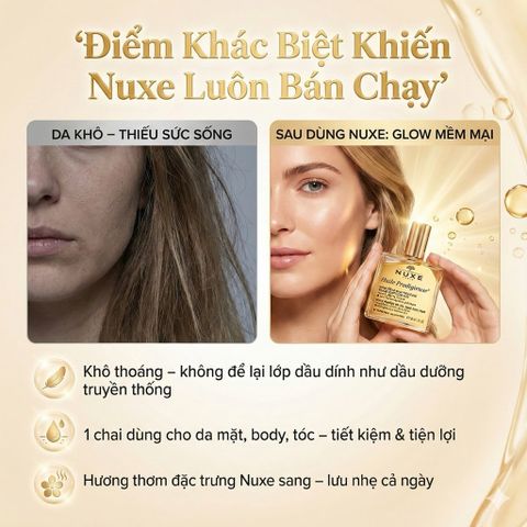 Dầu Khô Đa Năng Nuxe Huile Prodigieuse 100ml - Dưỡng Da và Tóc, Giải Pháp Chăm Sóc Da Mùa Đông, ngừa Lão Hóa, Mềm Mịn tự nhiên