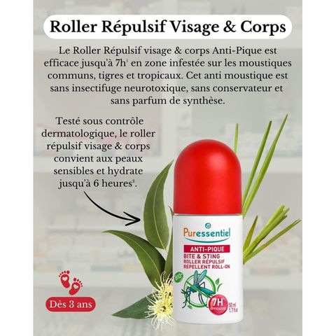 Lăn Chống Muỗi Puressentiel Anti-Pique Organic 5ml - Giải Pháp Tự Nhiên Làm Dịu Vết Ngứa và Đỏ Do Côn Trùng Đốt