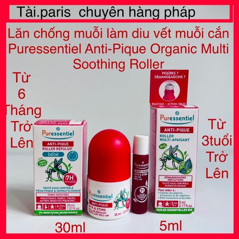 Lăn Chống Muỗi Puressentiel Anti-Pique Organic 5ml - Giải Pháp Tự Nhiên Làm Dịu Vết Ngứa và Đỏ Do Côn Trùng Đốt