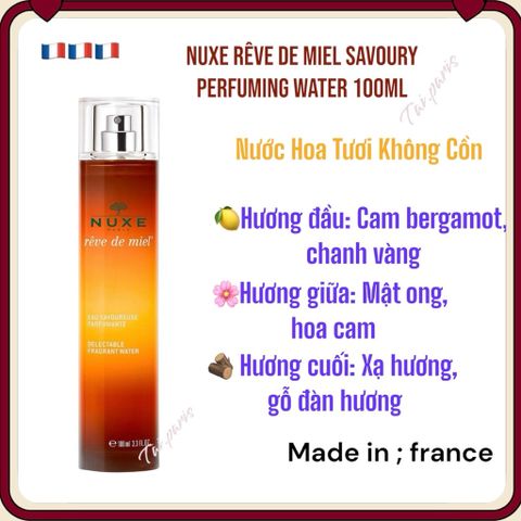 Nước hoa Nuxe Rêve de Miel 100ml - Hương mật ong tươi mới và sảng khoái, hàng nội địa Pháp, nước thơm không cồn cho nữ