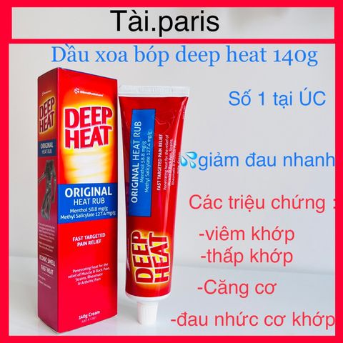 Kem Xoa Bóp Giảm Đau DEEP HEAT 140g - Giảm Nhức Mỏi Cơ Khớp, Hàng Úc Chính Hãng, Hiệu Quả Nhanh Chóng