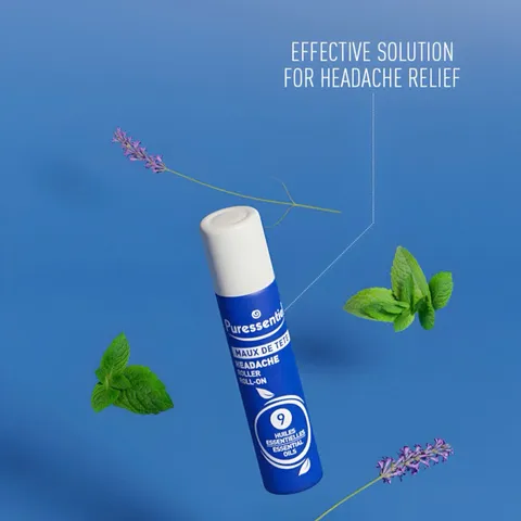 Lăn Giảm Đau Đầu Căng Thẳng Puressentiel Maux De Tête Roller 5ml - Tinh Dầu 100% Tự Nhiên, Giảm Stress và Thư Giãn