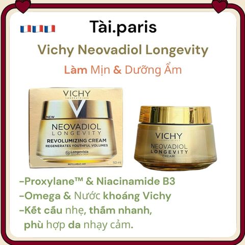 Kem Dưỡng Vichy Neovadiol Longevity 50ml – Dưỡng Ẩm, Làm Mịn Da Cho Phụ Nữ Trưởng Thành - Ngừa Lão Hóa, Đàn Hồi, Thích Hợp Da Nhạy Cảm