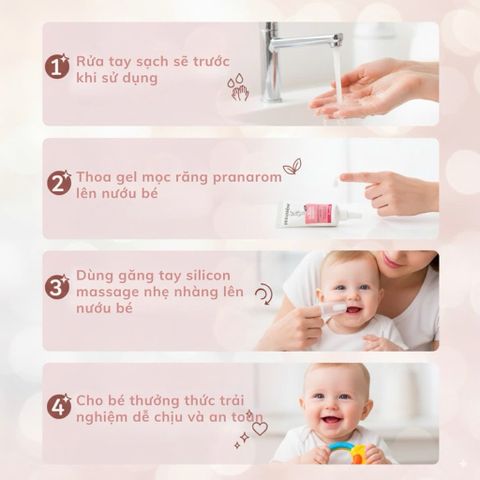 Gel giảm đau mọc răng cho bé Pranarom - Kit SOS thiên nhiên kèm găng tay massage silicon - giảm sưng nướu cho trẻ từ 3 tháng tuổi
