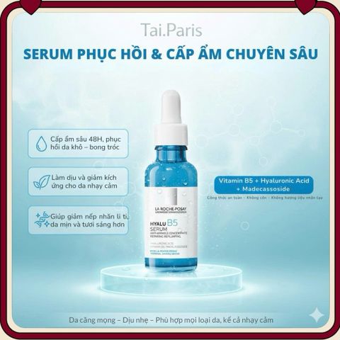 Tinh Chất La Roche-Posay Hyalu B5 50ml - Serum Dưỡng Ẩm, Phục Hồi, Ngừa Lão Hóa, Tái Tạo Da Mặt Rạng Rỡ, Săn Chắc(date 8/27)