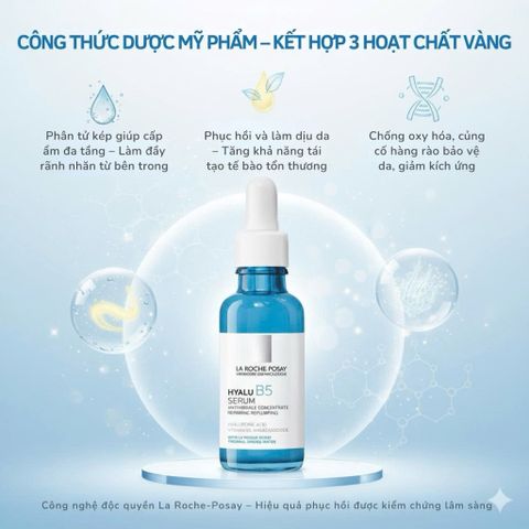 Tinh Chất La Roche-Posay Hyalu B5 50ml - Serum Dưỡng Ẩm, Phục Hồi, Ngừa Lão Hóa, Tái Tạo Da Mặt Rạng Rỡ, Săn Chắc(date 8/27)