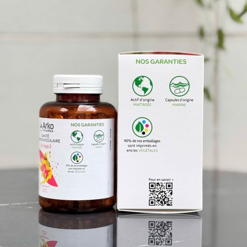 Viên Uống Dầu Cá Arkopharma Omega 3 - Bổ Não, Hỗ Trợ Tim Mạch và Bảo Vệ Mắt - 180 Viên