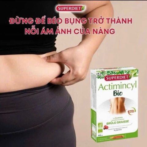 Nước Uống Giảm Mỡ Superdiet Actimincyl Bio – Detox cơ thể, Đốt mỡ, Săn chắc vòng eo – Hộp 20 ống hữu cơ từ Pháp