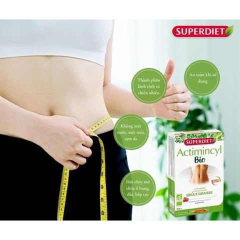 Nước Uống Giảm Mỡ Superdiet Actimincyl Bio – Detox cơ thể, Đốt mỡ, Săn chắc vòng eo – Hộp 20 ống hữu cơ từ Pháp