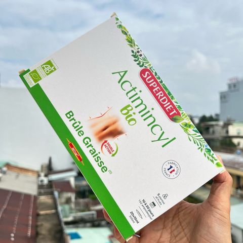 Nước Uống Giảm Mỡ Superdiet Actimincyl Bio – Detox cơ thể, Đốt mỡ, Săn chắc vòng eo – Hộp 20 ống hữu cơ từ Pháp
