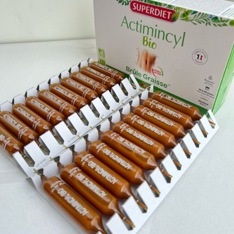 Nước Uống Giảm Mỡ Superdiet Actimincyl Bio – Detox cơ thể, Đốt mỡ, Săn chắc vòng eo – Hộp 20 ống hữu cơ từ Pháp