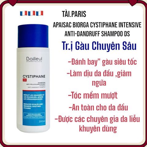 Dầu Gội Giảm Gàu Biorga Cystiphane Intensive 200ml - Giải Pháp Cho Da Đầu Ngứa Ngáy, Gàu Nặng, Tóc Mềm Mượt, Cho Da Nhạy Cảm