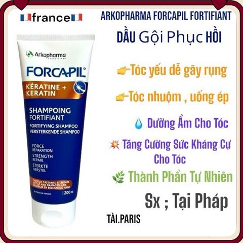 Dầu Gội Phục Hồi Tóc Khô Xơ Arkopharma Forcapil Fortifiant 200ml - Tăng Cường Sức Kháng Cho Tóc Yếu, Giảm Gãy Rụng
