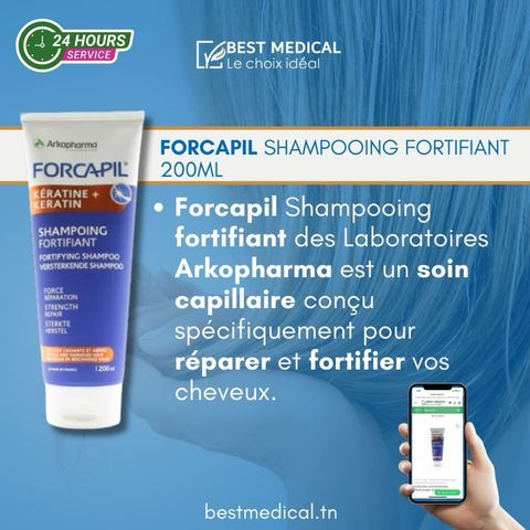Dầu Gội Phục Hồi Tóc Khô Xơ Arkopharma Forcapil Fortifiant 200ml - Tăng Cường Sức Kháng Cho Tóc Yếu, Giảm Gãy Rụng