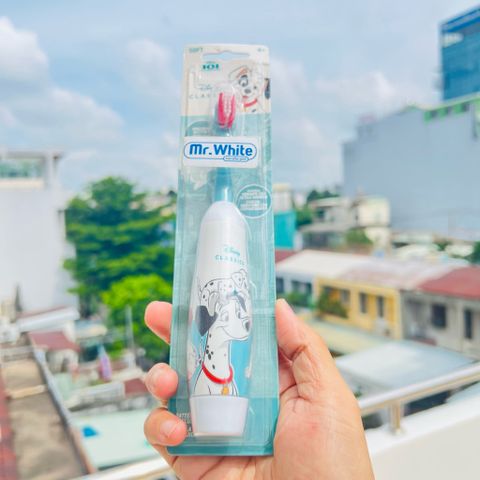 Bàn Chải Đánh Răng Điện Cho Bé Mr. White - Lông Mềm Mại, Có Giác Hút, Tặng Kèm Mũ Du Lịch, tốt Cho Trẻ Em